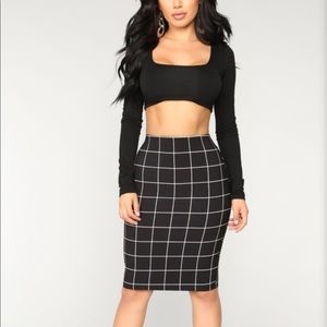 Fashion Nova Windowpane Pencil Skirt XS/Small